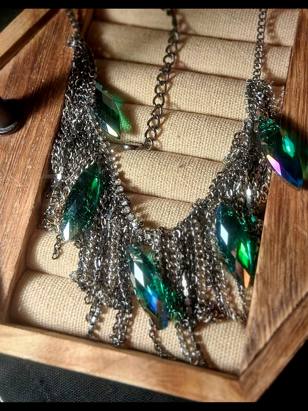 Green Crystal Fringe Necklace - Women Jewelry